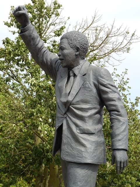South African flag with Nelson Mandela imagery