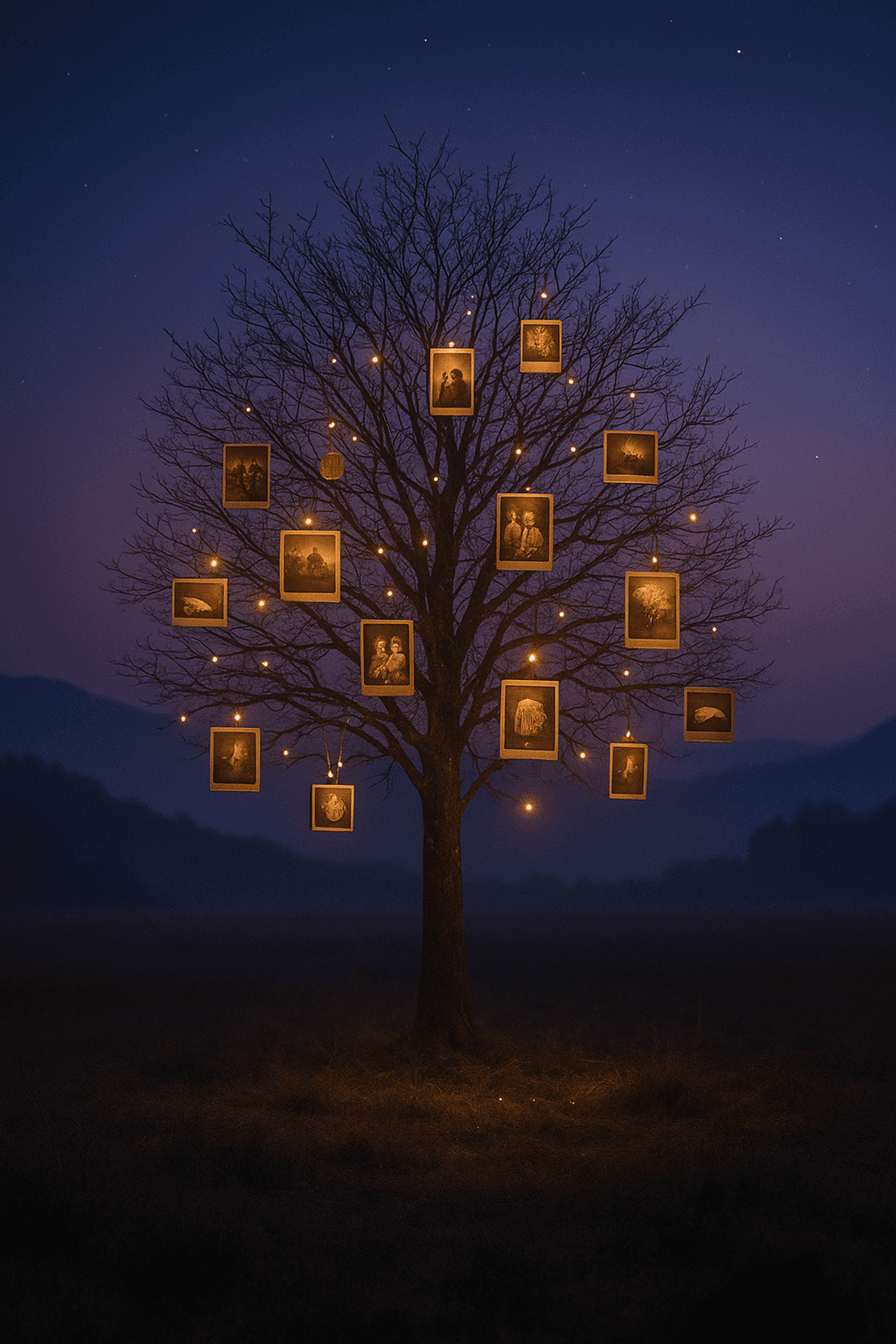 Tree with memories as fruits symbolizing preservation